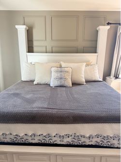 Wooden bed frame.