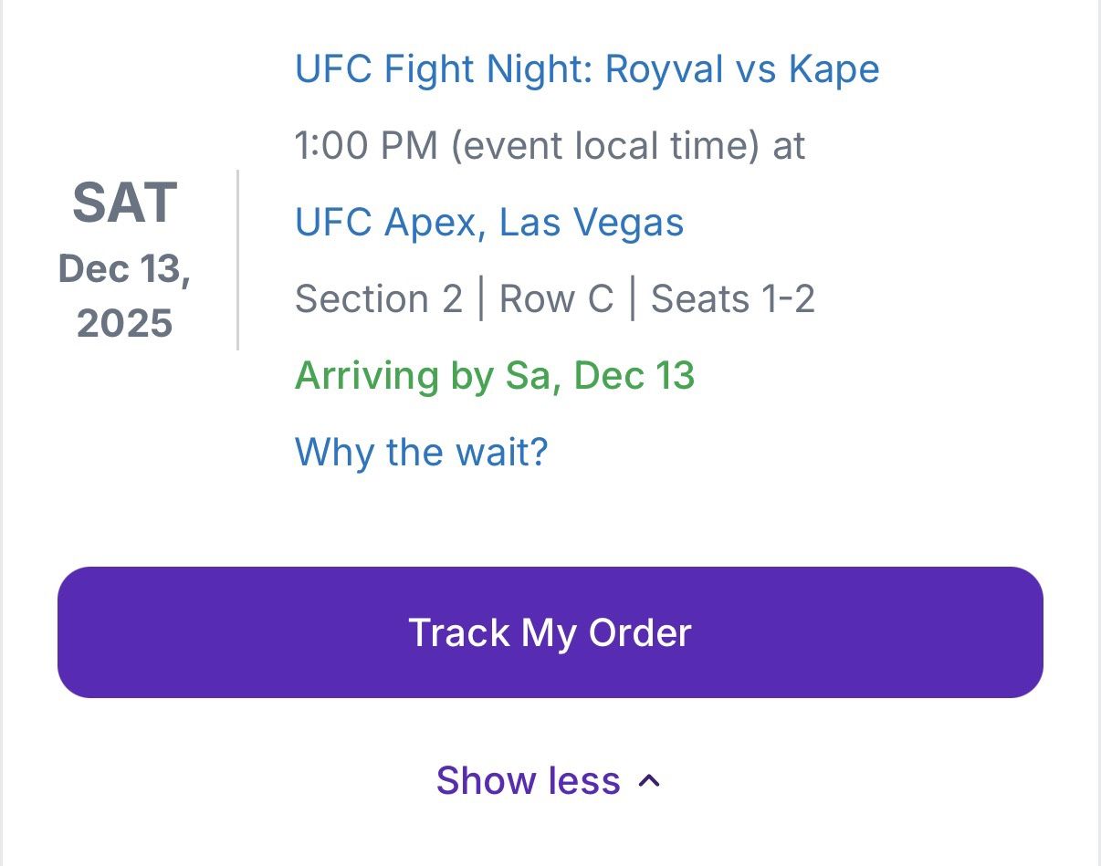 UFC Fight Night Royval Vs Kape Tickets