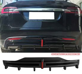 16-21 Tesla Model X LED Rear Bumper Diffuser Carbon Fiber Print