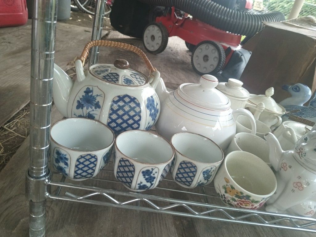 Antique Tea Pots And Serving Cups