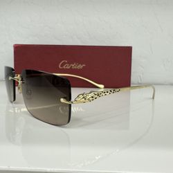 Cartier Panthère Classic Rectangular Sunglasses Black/Gold 