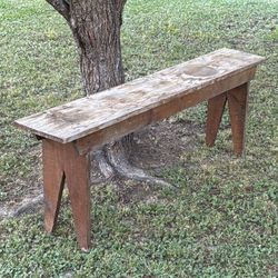 Primitive Rustic Farmhouse Country All Wood Long Garden Bench