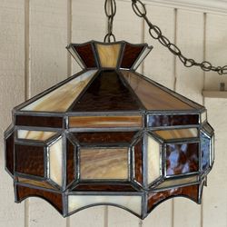Vintage Slag Glass Hanging Lamp