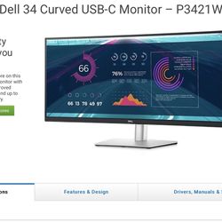 Dell Curved 34 Inch Monitor(p3421w)