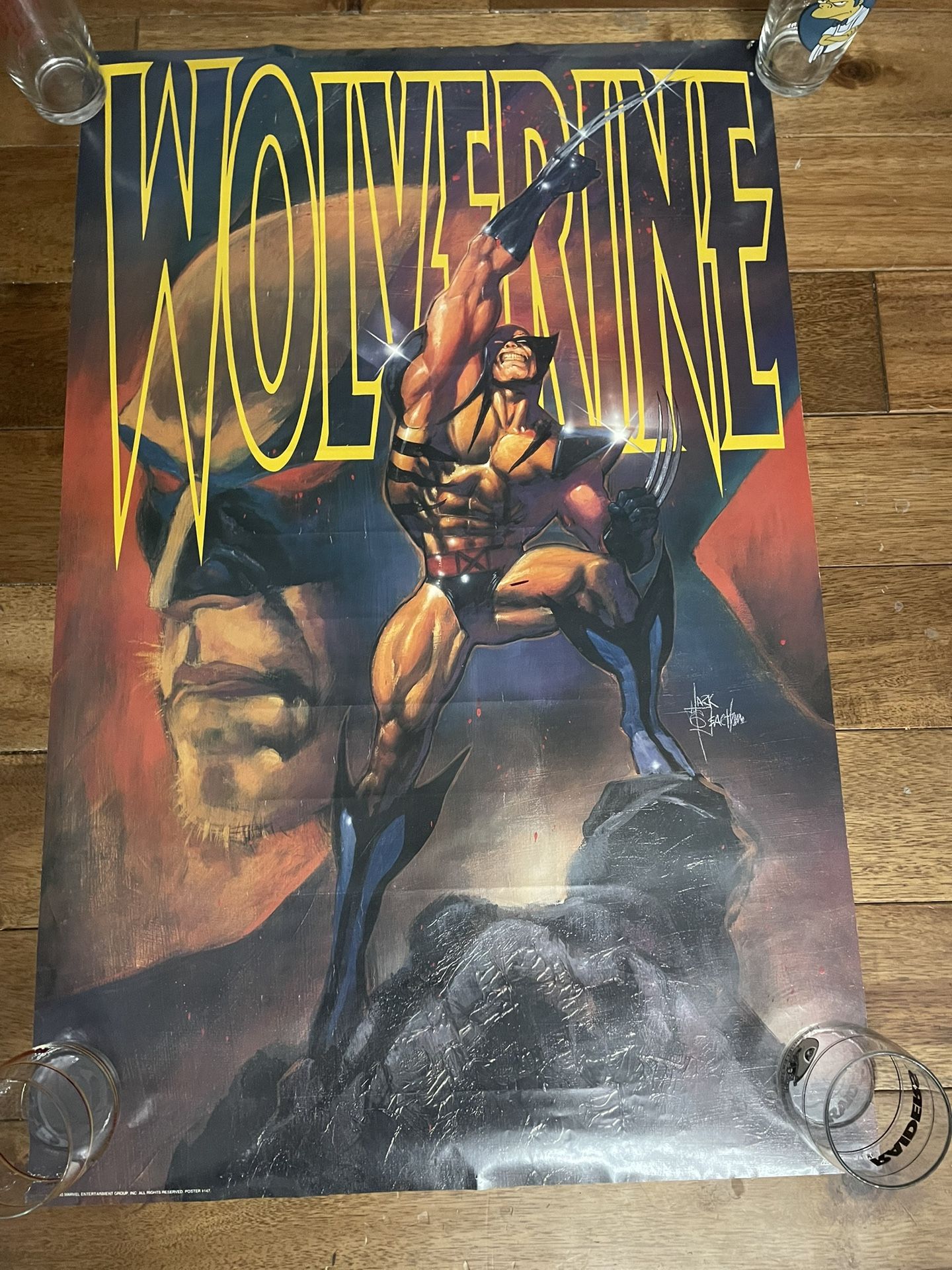 1993 Wolverine poster! Rare vintage original 1990's Marvel Comics 34 by 22" Wolverine from the Uncanny X-Men poster: Marvel Press poster 147