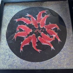 Vintage Japanese Koi Fish Silk Embroidery Tapestry