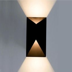 LED Outdoor Wall Lights, Modern Black Exterior Wall Light Fixtures, Dimmable 10W 3000K Up Down Patio Porch Lights