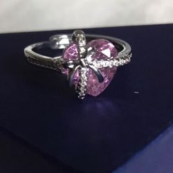 Sterling Silver And Pink Topaz Ring 