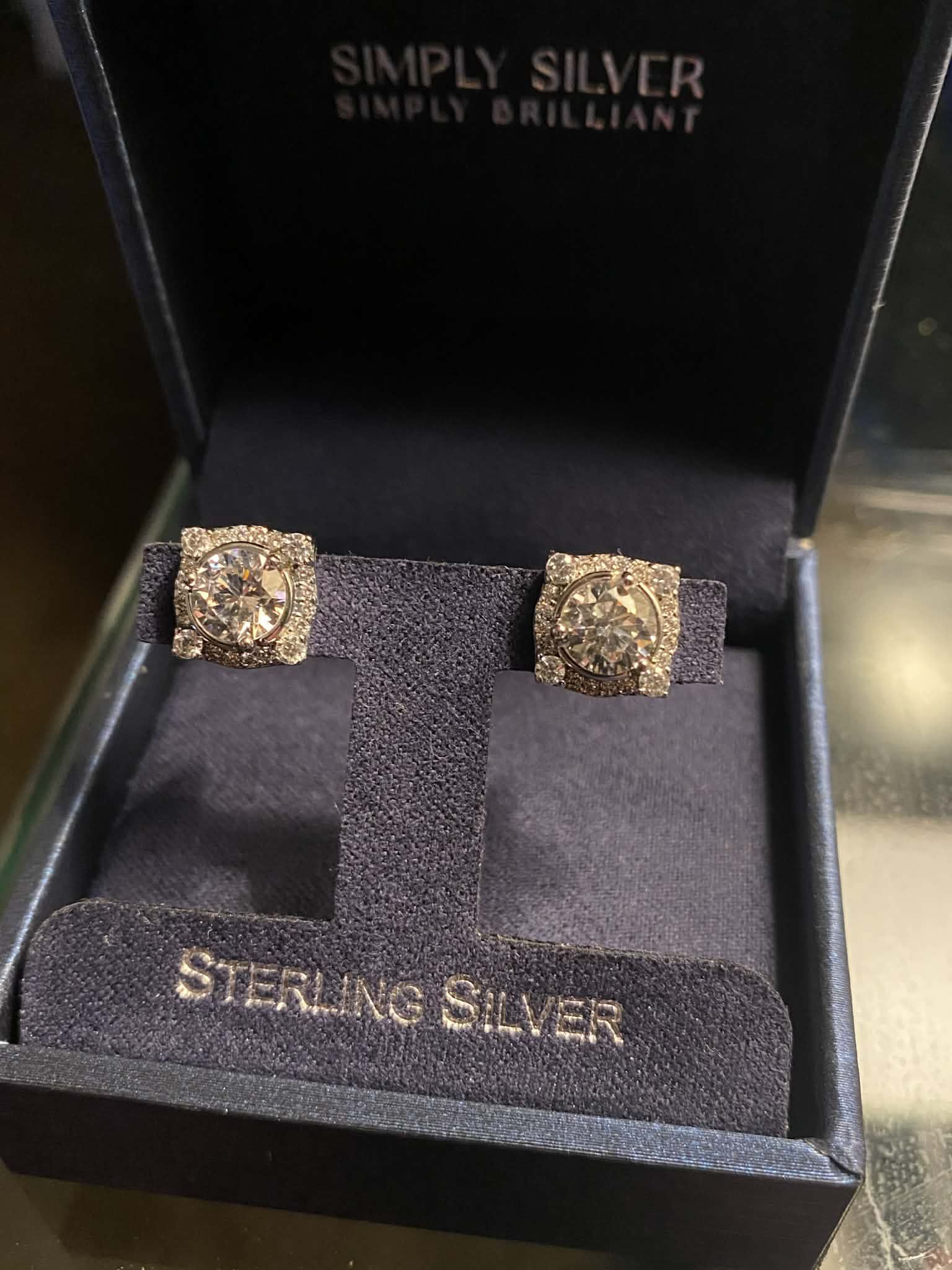 Sterling Silver Earrings With Genuine Czs