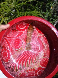 Signed handmade and painted Mexican Bowl 10"