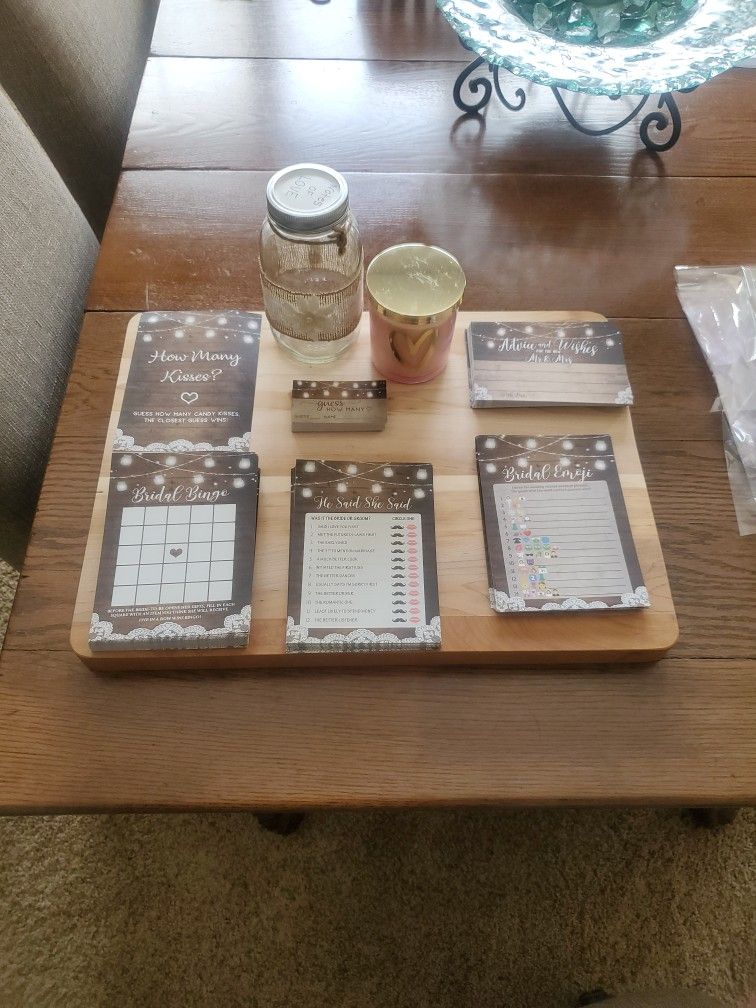 Bridal Shower Games, Jar, & Candle