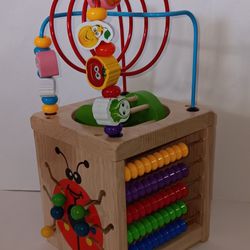 6 in 1 wood activity cube bead maze multipurpose educational toy 12" 8" 6" $15 FIRM