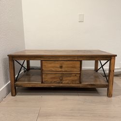 Wooden Coffee Table with Drawers – Solid Wood 