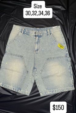 Rhinestone Denim Carpenter Shorts