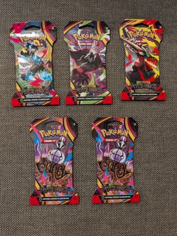 Pokemon ME5 Mega Evolution Pitch Black Sleeved Booster Packs 5 Unopened Packs