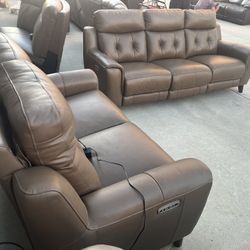 Griffin Leather Power Recliner Set