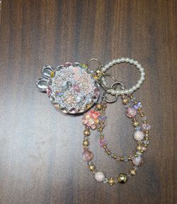 Bunny shaped compact double mirror  keychain