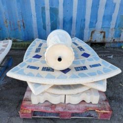 Concrete Mosaic Picnic Table with 3 Benches/ Outdoor Patio Furniture