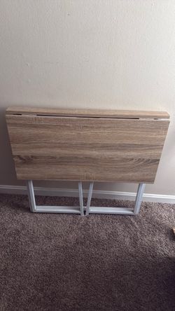 Folding Drop-Leaf Table with Metal Legs