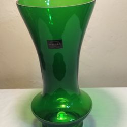 Vintage Makora Krosno Evergreen Hand Blown In Poland Vase.