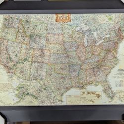 USA Map Framed Artwork Made On Wood 