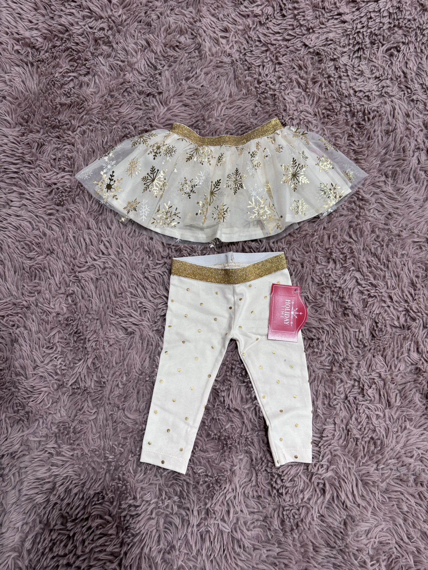 Holiday Time Baby Girl Gold Sparkle Tutu And Leggings Set