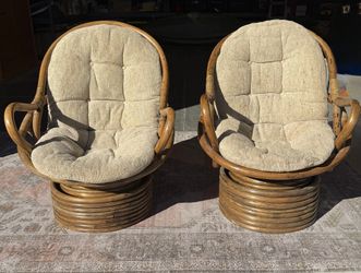 Vintage, Bamboo Swivel Chairs