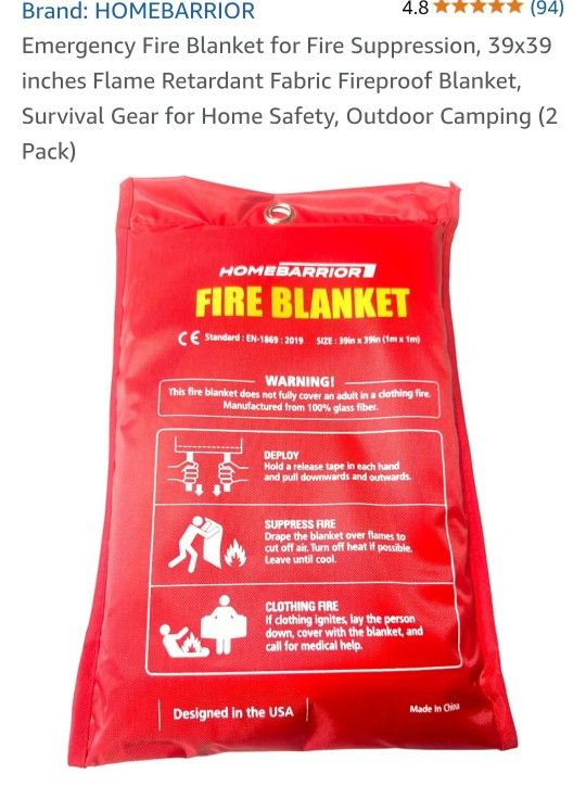 Brand New Fire Blankets. 2pk