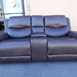 Carey Leather Power Reclining Loveseat w/ Power Headrests