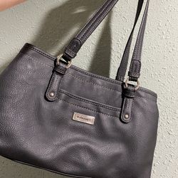 Black leather handbag