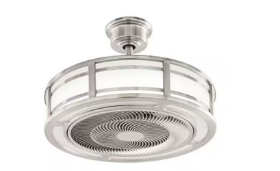 Brette III 23 in. Integrated LED Indoor/Outdoor Brushed Nickel Ceiling Fan with Light and Remote 