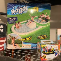 Summer Fun Pool Water Guns Sidewalk Chalk Raft Towel