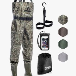 Foxelli Chest Waders – Waterproof 2-ply Nylon/PVC Camo Hunting Fishing Waders for Men and Women with Boots 