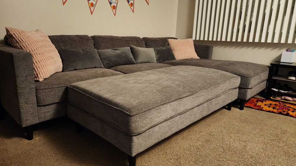 Living Spaces Sofa and Ottoman