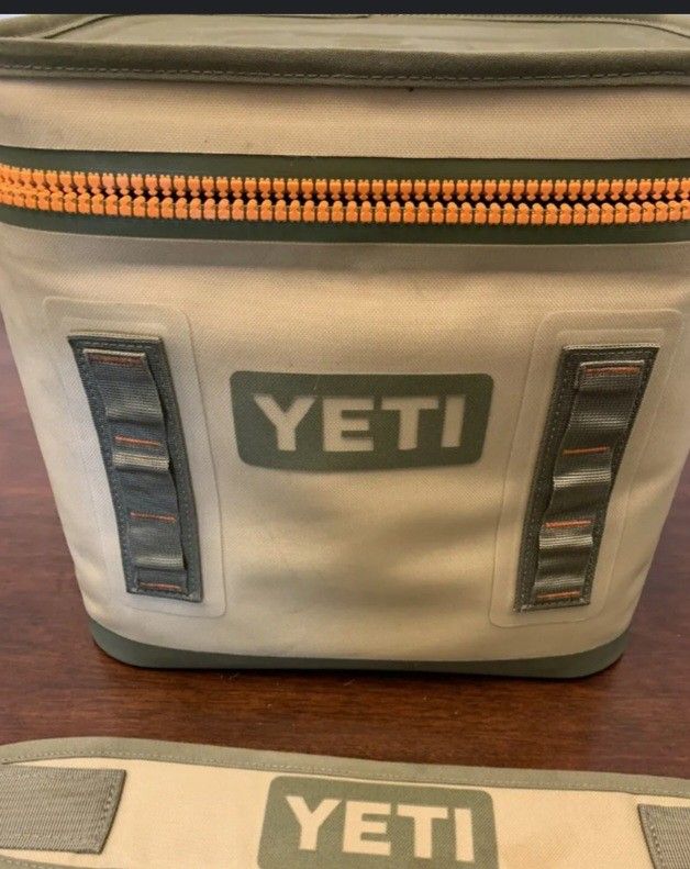 YETI Hopper Flip 12 Portable Cooler, Field Tan/Blaze Orange–