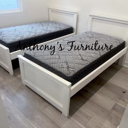 White Twin Bed With Mattress 