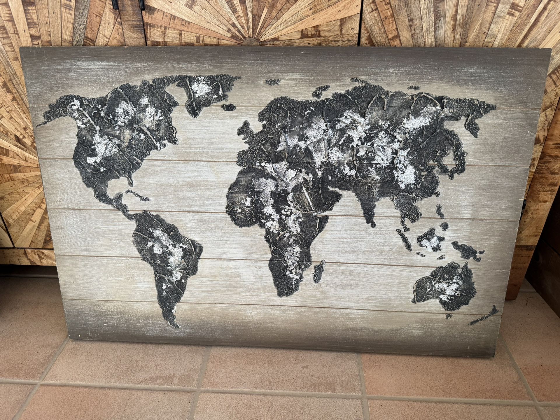 Wood World Map Wall Art