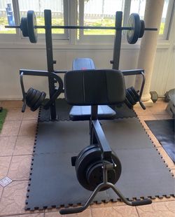 Weight Bench with 1" Weight Plates