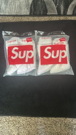 Supreme White Crew Socks 2-Pack — 4 Pairs