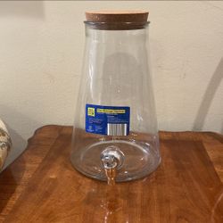 “Glass Beverage Dispenser with Cork Lid - 1.75 Gallons”