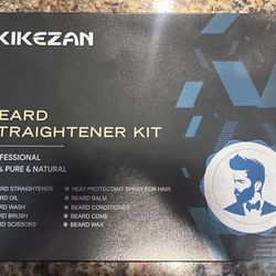 Beard Straightener Kit w/Beard Straightener, Beard Balm, Beard Growth Oil, Beard Styling Comb & etc