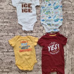Pack of 4 Multicolor Fun Messaging Cat & Jack Bodysuits, Size NB-3 Months