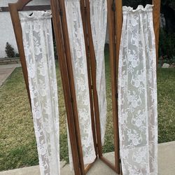 Wood frame folding room deviders