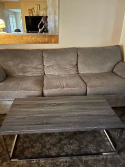 Grey couches, grey table in very good condition
