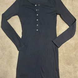 Monrow Ribbed Knit Long Sleeve Bodycon Midi Length