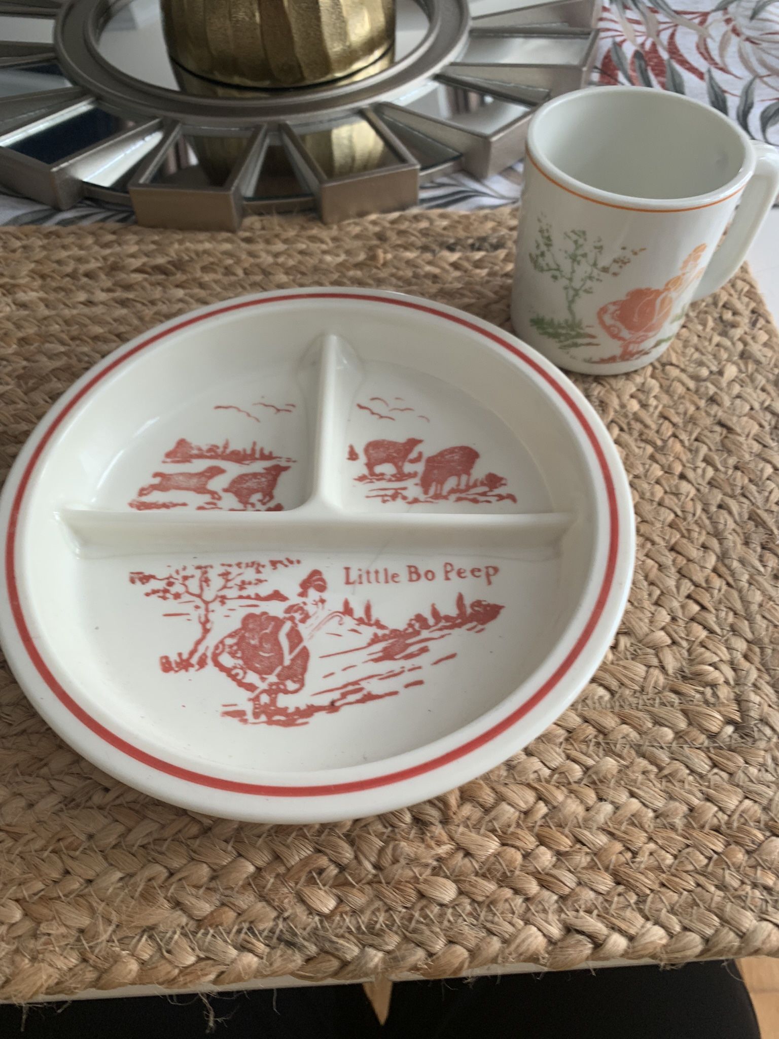 1930’s Little Bo Peep Milk Glass Set