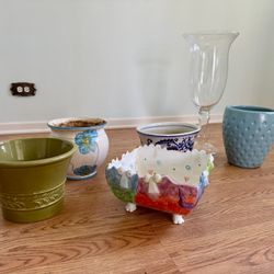 Colorful Pots, Ceramic & Glass Tall Vase