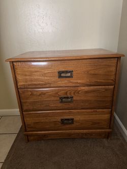 3-Drawer Wooden Dresser with Brass Handles