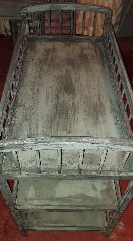 Soild Oak Rustic Blue Changing Table And Maching Huthes Both For 175 Can Deliver Okc Area30