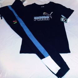 Puma Boys Youth 2pc Jogger Bottoms & Tee Set- Large 